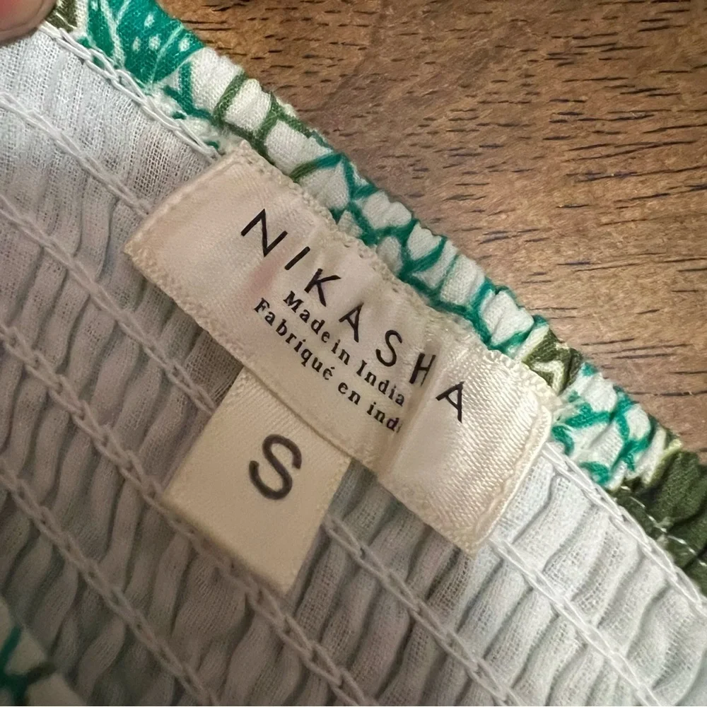 Anthropologie Nikasha Babydoll Poplin Blouse Size Small Boho Coquette Babydoll